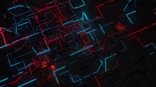 Neon Network Digital Visual Animation Looped Seamless Abstract Colored Geometric — Stock Video