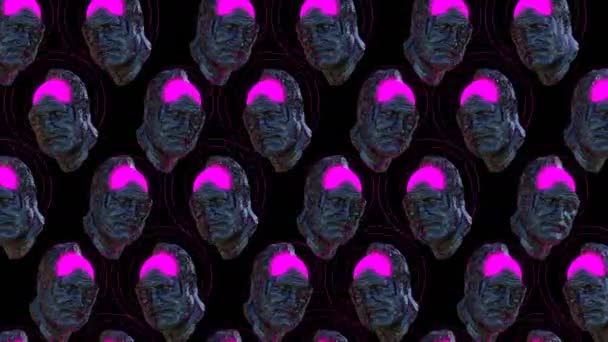 Скульптурный Человек Цифровая Визуальная Анимация Цикл Бесшовных Абстрактных Цветных Геометрических — стоковое видео
