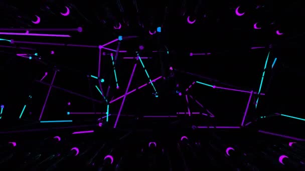 Neon Hurok Digitális Vizuális Animáció Looped Zökkenőmentes Absztrakt Színes Geometriai — Stock videók