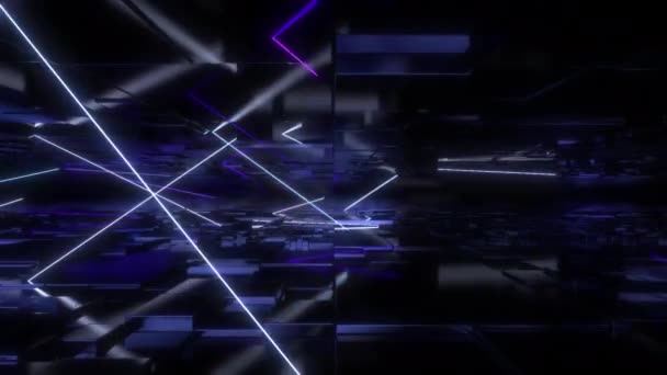 Neon Sticks Digitale Visuelle Animation Nahtlose Abstrakte Farbige Geometrische Effekte — Stockvideo