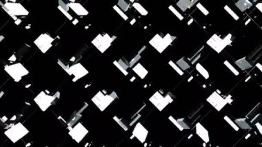 Tekno parıltılı dijital görsel animasyon. Başlıklarda, sunumlarda veya VJ kullanımında kullanmak için ideal döngüsüz renksiz geometrik patlayıcı etkisi görüntüsü. 