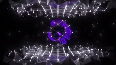 Dijital uzay dijital görsel animasyon. Başlıklarda, sunumlarda veya VJ kullanımında kullanmak için ideal döngüsüz renksiz geometrik patlayıcı etkisi görüntüsü. 