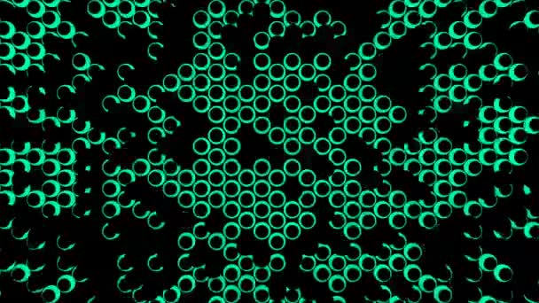 Groene Led Digitale Visuele Animatie Naadloze Abstracte Gekleurde Geometrische Explosieve — Stockvideo