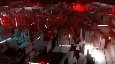 Gece aydınlatma dijital görsel animasyon. Başlıklarda, sunumlarda veya VJ kullanımında kullanmak için ideal döngüsüz renksiz geometrik patlayıcı etkisi görüntüsü. 