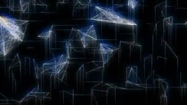 İzleme hattı dijital görsel animasyon. Başlıklarda, sunumlarda veya VJ kullanımında kullanmak için ideal döngüsüz renksiz geometrik patlayıcı etkisi görüntüsü. 