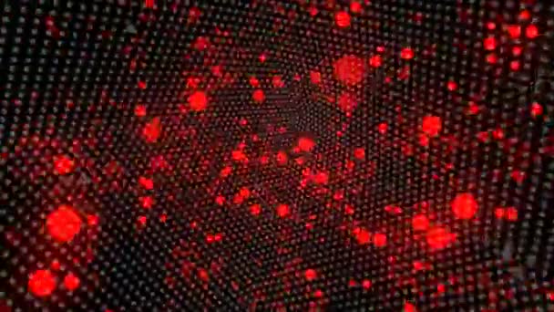 Digital Visuell Simulering Partikelkollision Loopas Sömlös Abstrakt Färgad Geometrisk Explosiv — Stockvideo