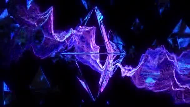 Neon Prisma Digitale Visuele Animatie Naadloze Abstracte Gekleurde Geometrische Explosieve — Stockvideo