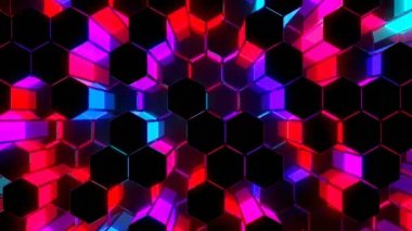 Parçalı renkler dijital görsel animasyon. Başlıklarda, sunumlarda veya VJ kullanımında kullanmak için ideal döngüsüz renksiz geometrik patlayıcı etkisi görüntüsü. 