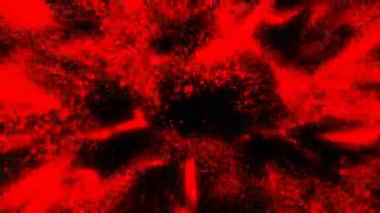 Kırmızı parıldayan dijital görsel animasyon. Başlıklarda, sunumlarda veya VJ kullanımında kullanmak için ideal döngüsüz renksiz geometrik patlayıcı etkisi görüntüsü. 
