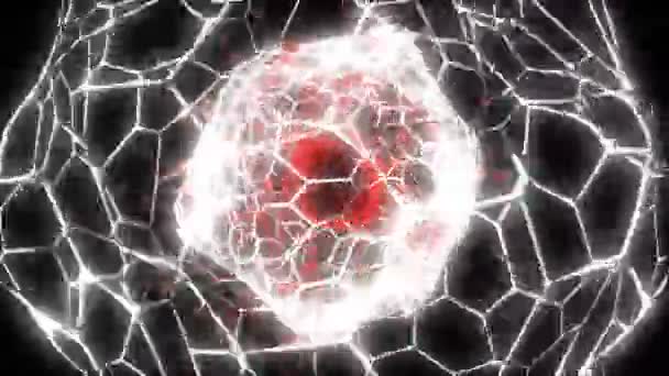 赤い光るデジタルビジュアルアニメーション タイトル プレゼンテーション Vj使用に理想的なシームレスな抽象色の幾何学的爆発効果映像をループ — ストック動画
