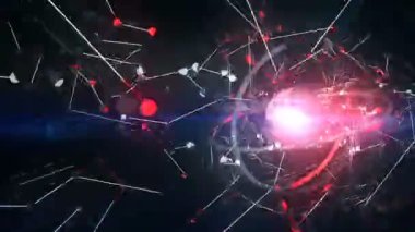 Uzay parlaması dijital görsel animasyon. Başlıklarda, sunumlarda veya VJ kullanımında kullanmak için ideal döngüsüz renksiz geometrik patlayıcı etkisi görüntüsü. 