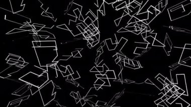 Hareket ızgarası dijital görsel animasyon. Başlıklarda, sunumlarda veya VJ kullanımında kullanmak için ideal döngüsüz renksiz geometrik patlayıcı etkisi görüntüsü. 