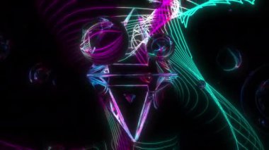 İç titreşim dijital görsel animasyon. Başlıklarda, sunumlarda veya VJ kullanımında kullanmak için ideal döngüsüz renksiz geometrik patlayıcı etkisi görüntüsü. 