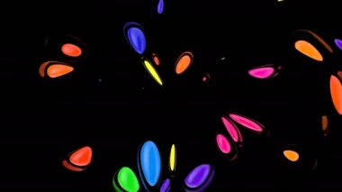 Renkli lolipoplar dijital görsel animasyon. Başlıklarda, sunumlarda veya VJ kullanımında kullanmak için ideal döngüsüz renksiz geometrik patlayıcı etkisi görüntüsü. 
