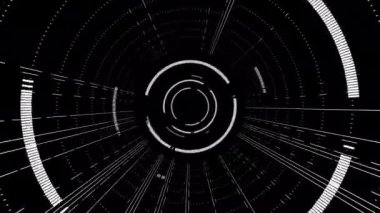 Ritim şekli dijital görsel animasyon. Başlıklarda, sunumlarda veya VJ kullanımında kullanmak için ideal döngüsüz renksiz geometrik patlayıcı etkisi görüntüsü. 