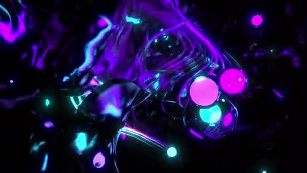 Néon Lumières Animation Visuelle Numérique Images Abstraites Effet Explosif Géométrique — Video