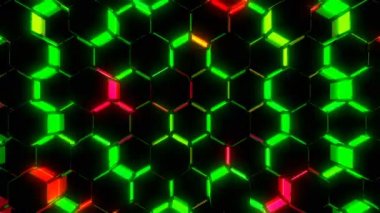 Sanal segmentler dijital görsel animasyon. Başlıklarda, sunumlarda veya VJ kullanımında kullanmak için ideal döngüsüz renksiz geometrik patlayıcı etkisi görüntüsü. 