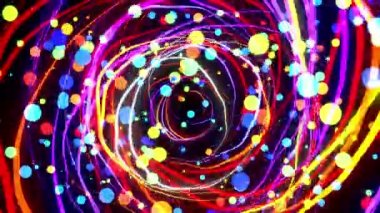 Teller neon dijital görsel animasyon. Başlıklarda, sunumlarda veya VJ kullanımında kullanmak için ideal döngüsüz renksiz geometrik patlayıcı etkisi görüntüsü. 