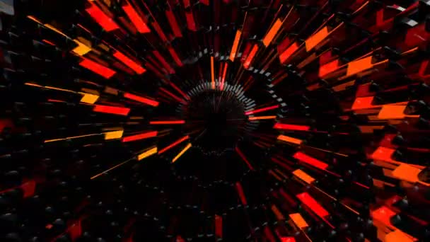 スパイラルネオンデジタルビジュアルアニメーション タイトル プレゼンテーション Vj使用に理想的なシームレスな抽象色の幾何学的爆発効果映像をループ — ストック動画