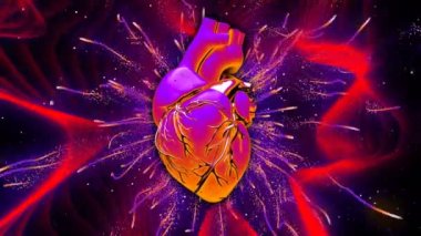 Enerji hayatı dijital görsel animasyon. Başlıklarda, sunumlarda veya VJ kullanımında kullanmak için ideal döngüsüz renksiz geometrik patlayıcı etkisi görüntüsü. 