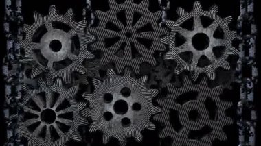 Metal teçhizat dijital görsel animasyon. Başlıklarda, sunumlarda veya VJ kullanımında kullanmak için ideal döngüsüz renksiz geometrik patlayıcı etkisi görüntüsü. 