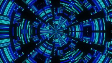 Biyoneon dijital görsel animasyon. Başlıklarda, sunumlarda veya VJ kullanımında kullanmak için ideal döngüsüz renksiz geometrik patlayıcı etkisi görüntüsü. 