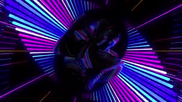 Енергійний Удар Цифрової Візуальної Анімації Петлі Безшовні Абстрактні Геометричні Вибуховий — стокове відео