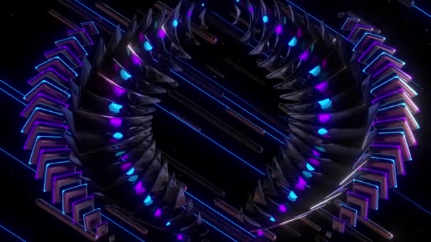 Neon Verbindt Digitale Visuele Animatie Naadloze Abstracte Gekleurde Geometrische Explosieve — Stockvideo