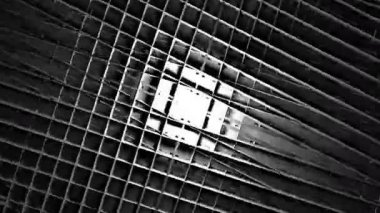 Şekil bozma dijital görsel animasyon. Başlıklarda, sunumlarda veya VJ kullanımında kullanmak için ideal döngüsüz renksiz geometrik patlayıcı etkisi görüntüsü. 