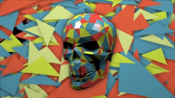 추상 다각형 두개골 배경 — 비디오