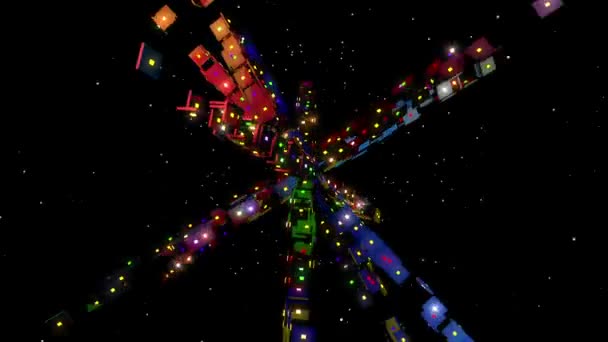 抽象的夜晚宇宙飞船 — 图库视频影像