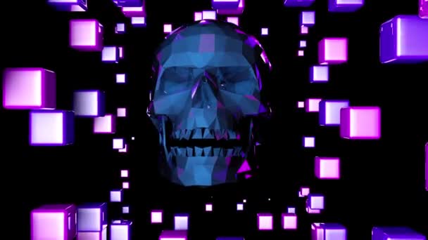 Аннотация Polygon Skull background — стоковое видео