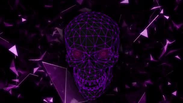 Аннотация Polygon Skull background — стоковое видео