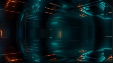 Neon ışıkları ve çizgileri olan soyut geleceksel arkaplan 