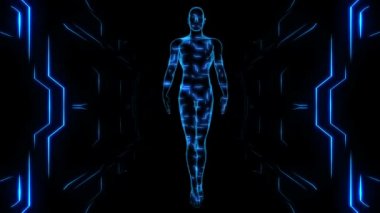 Cyber adam siyah arka plan üzerine