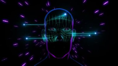 Cyber adam siyah arka plan üzerine