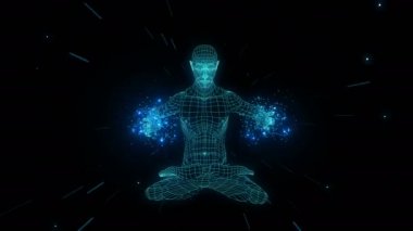 Adam siyah arka plan üzerine meditasyon