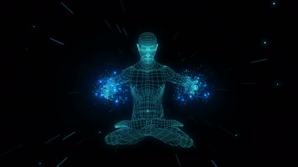 Man meditating on black background — Stock Video