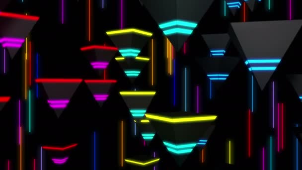 Pohybující se barevné Disco pyramidy — Stock video