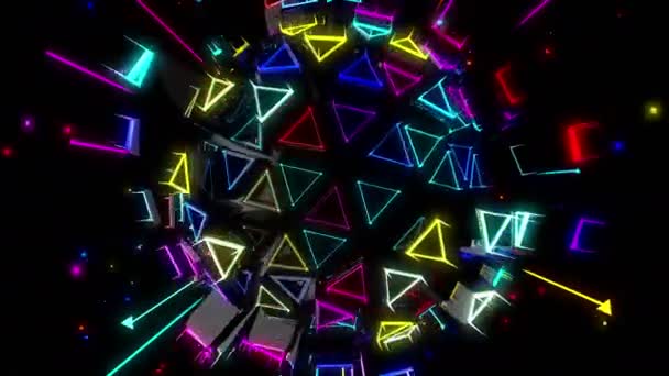 Moving colorful Disco pyramids — Stock Video