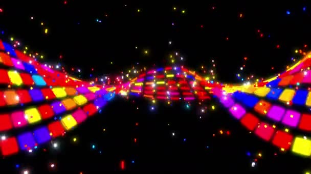 Moving colorful Disco squares — Stock Video