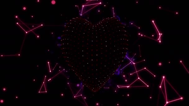 Coeur clignotant avec rayures mobiles lumineuses — Video