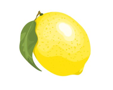 Beyaz arkaplan vektör illüstrasyonunda yapraklı sarı limon