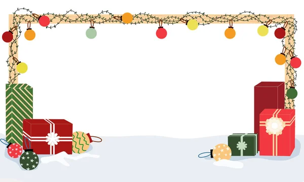 Marco Navidad Con Regalos Ilustración Vectores — Vector de stock
