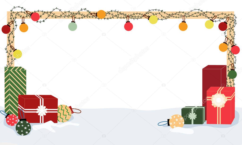 christmas frame with gifts, vector illustration