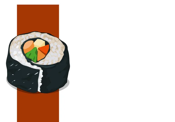 Sushi Isolé Sur Fond Blanc Rouge Gros Plan Illustration Vectorielle — Image vectorielle