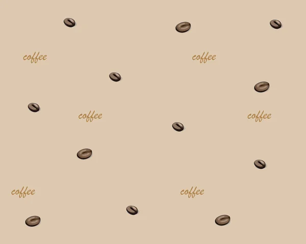 Seamless Pattern Coffee Beans Light Brown Background Paper Fabric Design — Stock Vector