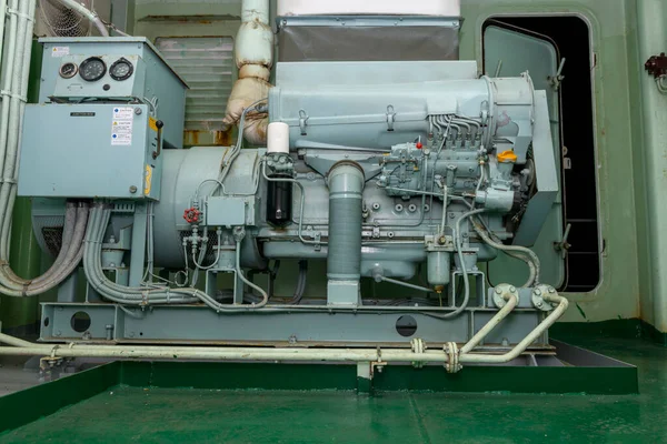Emergency Diesel generator. Marine engine. Safety equipment.