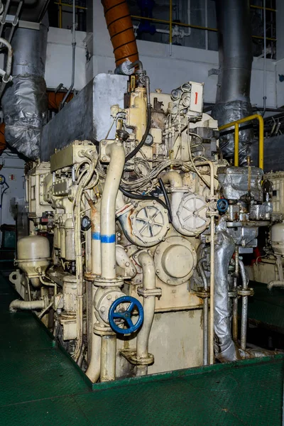 Námořní Motor Dieselový Generátor Interiér Strojovny — Stock fotografie