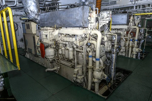 Silnik Marynarki Generator Diesla Wnętrze Siłowni — Zdjęcie stockowe